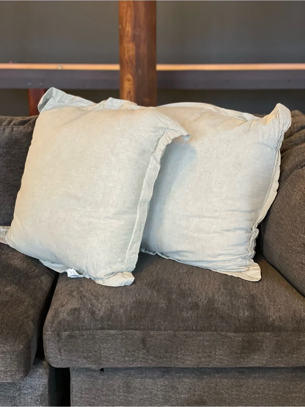Threshold Light Green Chambray Euro Decorative Linen Throw Pillows - Set of 2